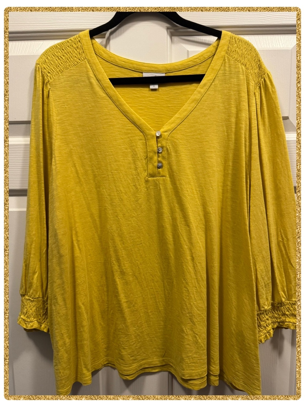 J.JILL ▪️Mustard Yellow Women's V-Neck Button Front Top